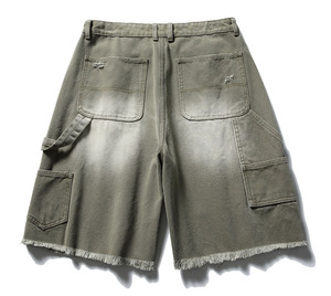 Pantalones Cortos de Mezclilla Baggy para Hombre, Diseño Desgastado, Estilo Urbano, Vintage, Personalizado, de Lujo, Lavado a la Piedra - Product Image 2
