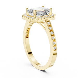 Classic Engagement Wedding Anniversary Halo Rings 2 CT E Color VS1 Emerald Cut Lab Grown Diamond 14K Solid Gold Ring - Product Image 3