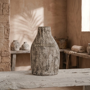 Vase de table en terre cuite rustique rouge Plano, pot en argile artisanal, urne décorative en céramique, vente en gros - Product Image 2
