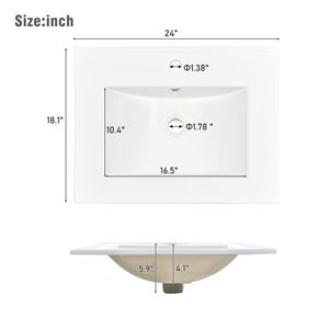 Lavabo Moderno para Baño de 24 Pulgadas, Diseño Elegante y Contemporáneo - Product Image 2