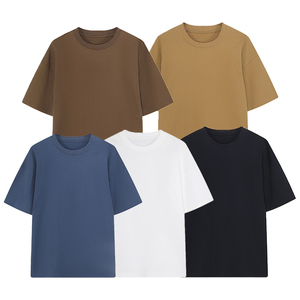 Camiseta de Manga Corta para Hombre, Cuello Redondo, Color Caqui, Corte Holgado, Estilo Casual, Tejido de Punto, Color Liso - Product Image 2