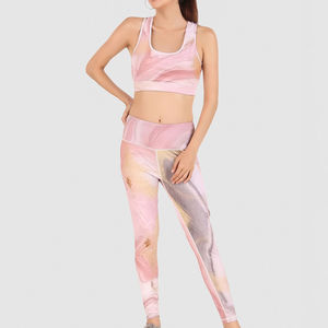 Women Yoga Set 2 Piece Breathable Plus Size High Elastic Waist Fitness Wear with Front Logo <b>Crop</b> <b>Top</b> High Waist Breathable - Product Image 1