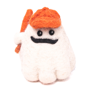 Muñeco de fieltro hecho a mano de personaje de Halloween con gorro naranja y bastón |   Linda Decoración de Peluche Miniatura - Product Image 1