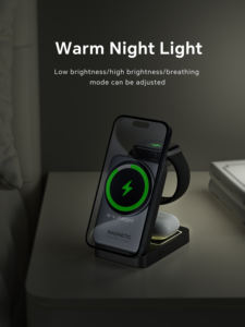 2024ใหม่ขาตั้งโทรศัพท์แบบ3-in-1พับได้15W QC3.0 ABS แบบแม่เหล็กชาร์จไฟได้มาก W91พกพาได้ - Product Image 4