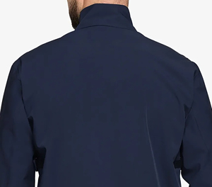 Chaqueta de Hombre Azul Marino Cortavientos con Cremallera y Revestimiento de PU, Cuello Alto Casual, Corte Regular, Color Sólido, Prenda Exterior de Poliéster para Otoño - Product Image 4