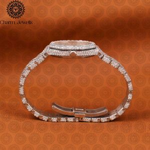 Charm_Jewells Luxury Stainless Steel <b>Watch</b> Round Case 38mm Analog Quartz <b>Diamond</b> Encrusted Women's Fashion - Product Image 2