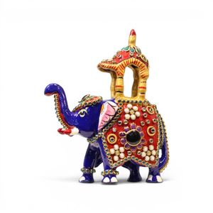 Handcrafted Metal Meenakari Stone Ambabari <b>Elephant</b> Showpiece | Decorative <b>Elephant</b> Figurine | Rajasthani Home <b>Decor</b> - Product Image 3