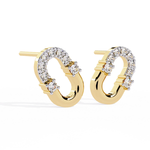 Boucles d'oreilles clous Ajretail en or 14K jaune, diamant naturel taille brillant 0,21 ct, couleur HI, clarté VS-SI, tendance, lien éternel, toutes occasions - Product Image 4