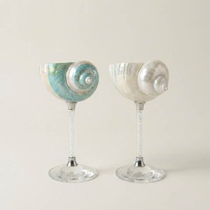 Copa de cóctel pequeña de concha marina, artesanía en cristal, copas de vino de concha marina, decoración única con temática oceánica - Product Image 1