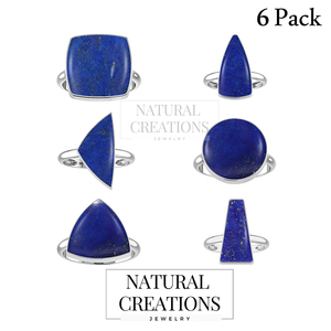 925 Sterling Silver <b>Ring</b> Bezel Setting <b>Lapis</b> <b>Lazuli</b> Gemstone Mix Shapes Classic Wedding Party Trendy Fashionable Unisex - Product Image 1
