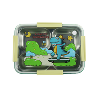 Boîte à bento en acier inoxydable 304 sans BPA, compatible micro-ondes et lave-vaisselle, avec couvercle, boîte à lunch pour enfants d'âge scolaire