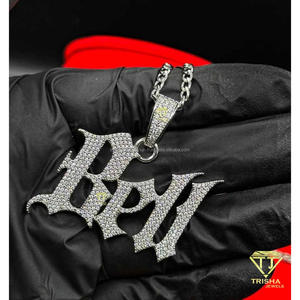 Pendentif Lettre BPM Gothique Personnalisé Moissanite VVS Certifiée GIA Argent Sterling 925 Iced Out Collier Hip Hop Luxe - Product Image 4