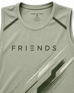 FRIENDS MFG GROUP Débardeur sans manches pour homme, col rond, séchage rapide, tricoté, vêtement de sport, impression de lettres vertes personnalisée, coupe décontractée - Product Image 5