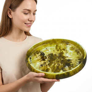Plato de Servir Redondo de Resina Hecho a Mano, Moderno, de Lujo, Ecológico, Apto para Lavavajillas, para Fiestas y Decoración del Hogar - Product Image 1