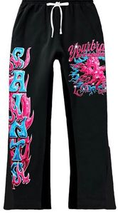 ชุดวอร์มวินเทจสไตล์ลำลองสำหรับผู้ชาย เสื้อผ้าฝ้ายปักลายแบบดิสเทรส กางเกงวอร์มขาบาน และเสื้อฮู้ดครอป - Product Image 5