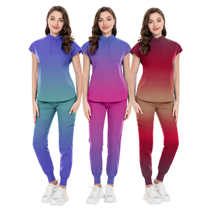 Conjuntos de Uniformes Médicos Unisex, Pantalones de Mezclilla con Cordón Ajustable y Degradado Personalizado, Blusas sin Mangas, Uniforme de Hospital - Product Image 3