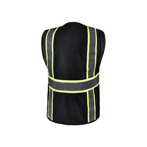 Chaleco de seguridad reflectante de alta visibilidad, color rosa con rayas amarillas y plateadas, cremallera frontal, cuatro bolsillos, ropa de trabajo unisex - Product Image 5