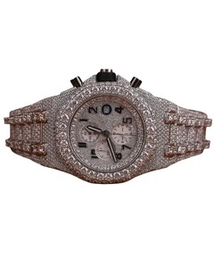 Reloj de Lujo con Movimiento Antiguo y Diamantes Moissanite VVS en Oro Blanco para Hombre, Joyería Hip Hop con Ventana de Fecha - Product Image 1