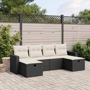 Conjunto de Sofás Modulares Grandes de Ratán Sintético Negro para Jardín - Product Image 1
