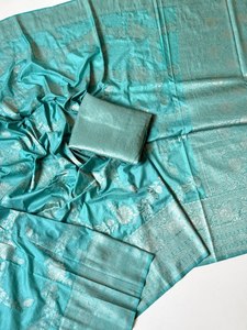 Sari Royal en Crêpe Khaddi Jacquard, Sari Tissé Jaal Heritage, Sari Élégance en Crêpe Khaddi Pur, Sari Jacquard Royal - Product Image 2