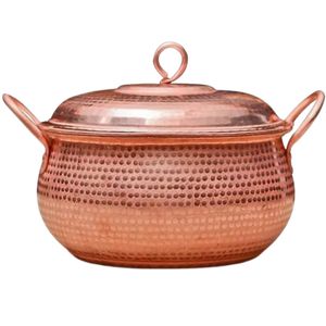 Handmade Hammered Copper <b>Cookware</b> Dish with Lid - Luxury Serving Bowl for Restaurant and Hotel Tableware - Product Image 4