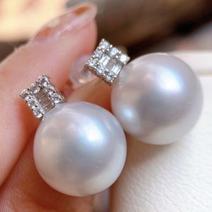 Aretes Elegantes de Plata S925 con Perlas Naturales de 12-13 mm, Redondas, con Defectos Atmosféricos, Atractivos y Elegantes, al por Mayor - Product Image 3