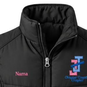 Women <b>Black</b> Quilted Puffer <b>Vest</b> Sleeveless Full Zip Embroidered Lightweight Warm Casual Outdoor Winter Fashion Jacket - Product Image 3
