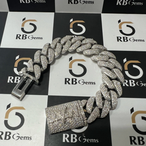 Bracelet cubain en moissanite VVS testée au diamant, en argent sterling 925, cadeau de fiançailles de luxe, tendance unisexe - Product Image 3