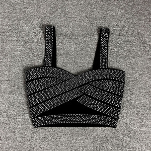Customize Luxury Rhinestone Cut Out Tank Top <b>Stretch</b> Clubwear Sleeveless Fashion Bralette Custom Slim Fit Fashion Women's Shirts - Product Image 5
