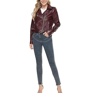 Veste en cuir d'agneau véritable pour femmes, élégante et de haute qualité, coupe ajustée, doublure en nylon respirante, vente en gros - Product Image 2