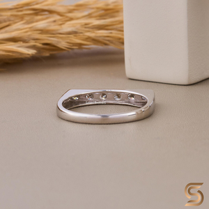 Anillo de barra de diamantes de 6 piedras de moissanita en oro macizo de 14K, minimalista y elegante, para mujer, para aniversario, compromiso, moda - Product Image 1