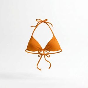 Haut de bikini noir pour femme avec cordon de serrage à l'avant et bretelles réglables, maillot de bain uni en spandex et polyester - Product Image 6