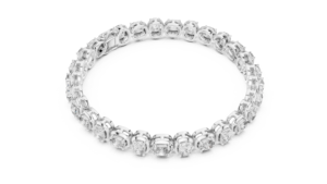 Pulsera de tenis chapada en rodio con diamantes cultivados en laboratorio de corte cojín y engaste de bisel en oro blanco de 14K - Product Image 2