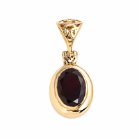 Pendentif ovale en grenat naturel, collier en pierres précieuses dorées, pierre de naissance de janvier, bijoux minimalistes élégants, cadeau pour femmes