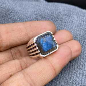 Blue Labradorite Signet <b>Ring</b> Victorian Handmade 925 Sterling Silver <b>Mens</b> Jewelry Luxury Gift <b>For</b> Him - Product Image 4