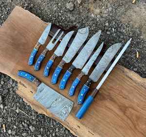 Juego de Cuchillos de Cocina de Acero de Damasco Hechos a Mano, 5 Piezas, Juego de Cuchillos de Chef Profesionales, Venta al Por Mayor OEM - Product Image 3