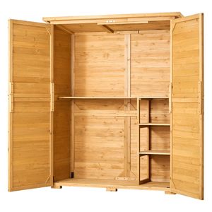 Caseta de Almacenamiento Grande para Exteriores, de Madera, con Techo Impermeable y Estructura Metálica, Puertas Dobles con Cerradura, para Jardín - Product Image 3
