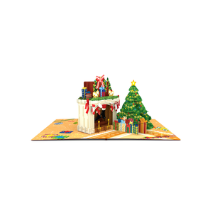 Tarjeta de Navidad 3D Pop-Up con diseño de árbol de pino y flores, tarjeta navideña 3D hecha a mano, diseño con temática de invierno, tarjeta de felicitación de papel artesanal. - Product Image 3