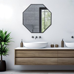 Acacia Wood Octagon <b>Mirror</b> Decorative Wall <b>Mirror</b> for Home Hotel - Product Image 4