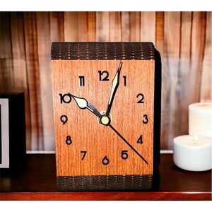 Horloge de bureau en bois la plus vendue, forme géométrique, mouvement à quartz, affichage à aiguilles, silencieuse, sans tic-tac, design rustique - Product Image 3