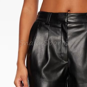 Pantalones Cortos de Cuero Casuales para Mujer, Precio al por Mayor, para Uso en Exteriores, Logotipo Personalizado, Ligeros, Cintura Media, Diseño Sólido, en Venta - Product Image 6