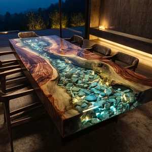 Wholesale Customized Round Epoxy <b>Resin</b> Center Wooden <b>Table</b> <b>Top</b> Dining <b>Table</b> / Coffee <b>Table</b> Wooden Epoxy <b>Resin</b> <b>Top</b> - Product Image 5
