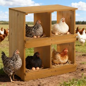 กล่องวางไข่ไก่ เป็ด ทำจากไม้ มี 4 ช่อง สีเหลือง สำหรับสัตว์เลี้ยง - Product Image 6