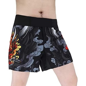 Shorts MMA noirs pour hommes, impression par sublimation, coupe athlétique, évacuation de l'humidité, vêtements d'arts martiaux mixtes, taille adulte - Product Image 3
