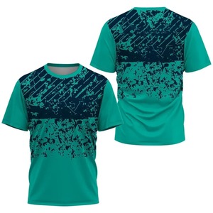 Men's Geometric Pattern Short Sleeve T-<b>Shirt</b> O-Neck Breathable Casual Style <b>100</b>% <b>Polyester</b> Knitted Fabric Regular Fit - Product Image 5