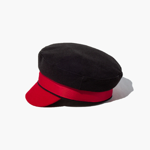 <b>Vintage</b> Wool Blend Fiddler <b>Cap</b> Classic Sailor Fisherman Flat Top Hat Premium Cotton Twill Fiddler <b>Cap</b> Nautical Style Visor Flat - Product Image 5