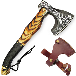 Hacha Tomahawk Hecha a Mano con Hoja de Acero Inoxidable, Mango de Madera, Empuñadura Envuelta en Cuero, Remaches de Latón - Personalizable para DIY y OEM - Product Image 1