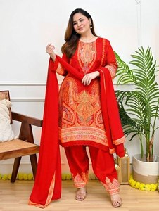 Kurti Maslin Premium Tradicional para Mujer, Reversible, Antiarrugas, Elástico, Bordado Intrincado, Bordado con Espejo de Aspecto Real - Product Image 5