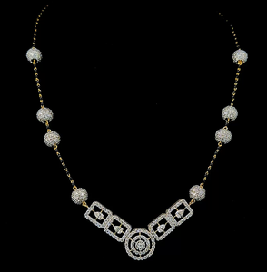 Luxury Geometric Lab Grown Diamond <b>Necklace</b> in Gold Designer Diamond <b>Ball</b> <b>Chain</b> Fine Jewelry for Women - Product Image 1