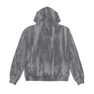 Sweat-shirt à capuche zippé en molleton épais de coton bleu marine à effet marbré pour homme, coupe oversize à épaules tombantes, style streetwear, vente en gros - Product Image 4